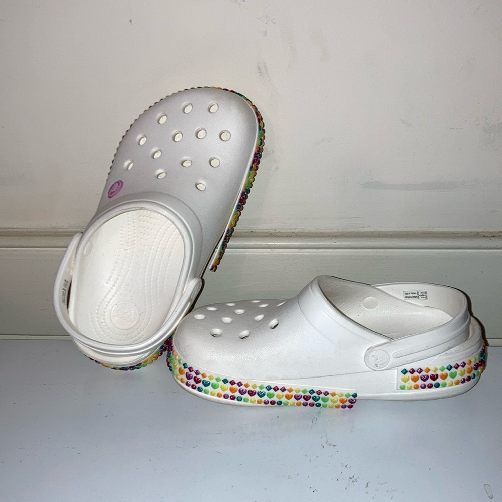 Crocs White Rainbow Size J3